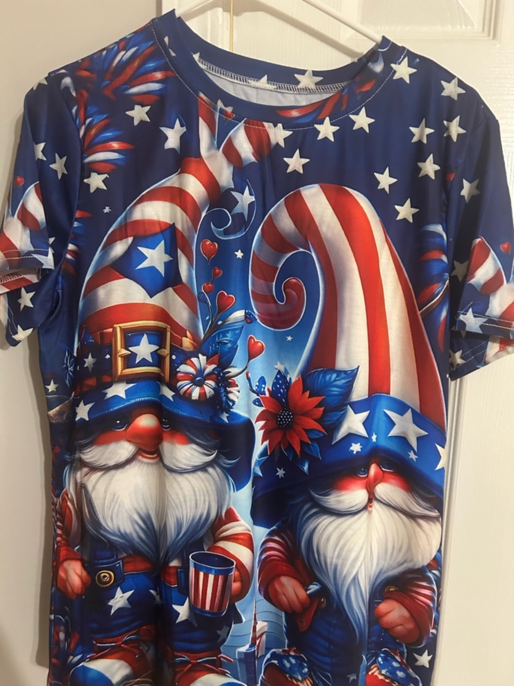 Ladies Patriotic Gnome Tee - Blue / Red / White